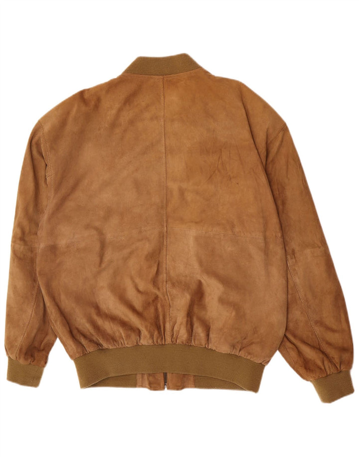 Giacca bomber scamosciata da uomo vintage UK 44 2XL in pelle marrone