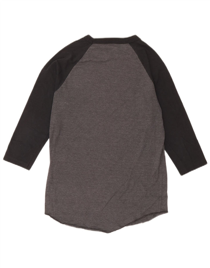 Top da donna Volcom manica 3/4 UK 10 piccolo cotone color block grigio