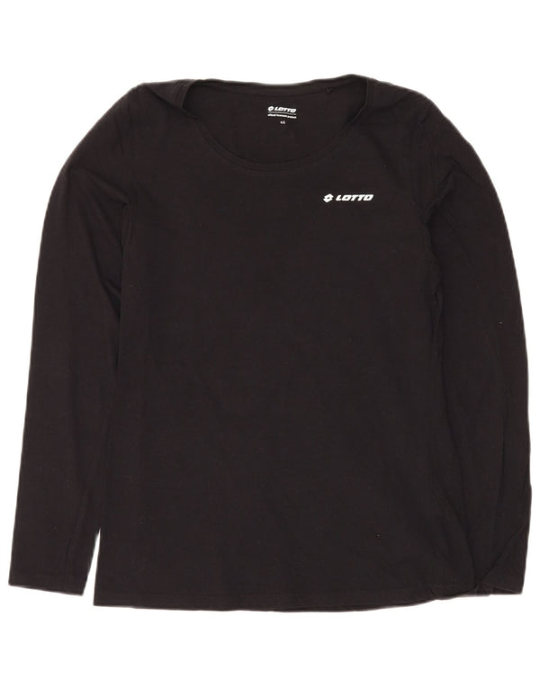 LOTTO Top da donna a maniche lunghe UK 10 piccolo cotone nero