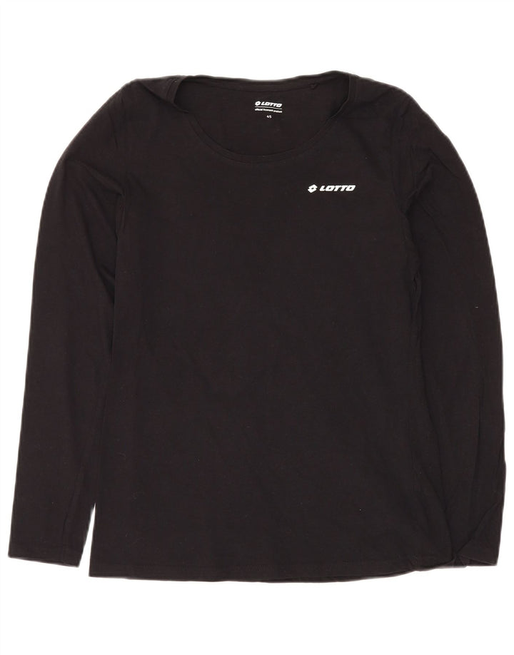 LOTTO Top da donna a maniche lunghe UK 10 piccolo cotone nero