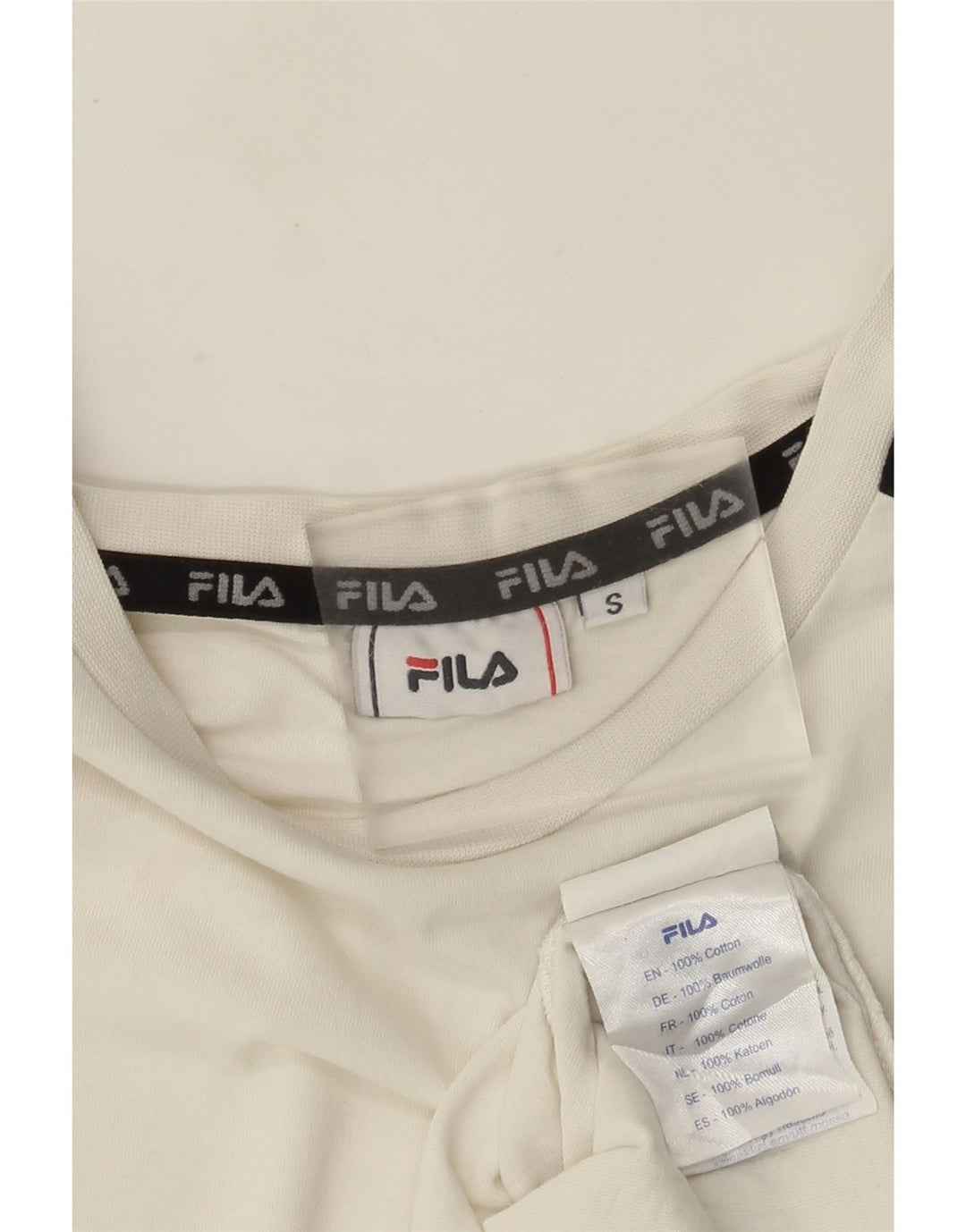 T-shirt grafica da uomo Fila Top Small in cotone color block bianco