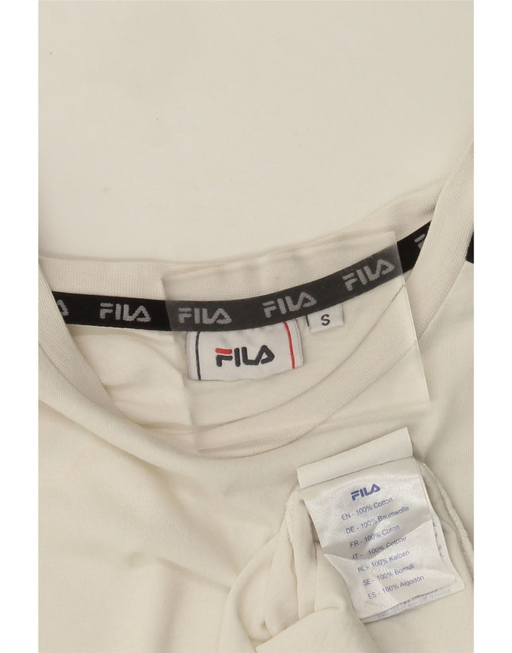 T-shirt grafica da uomo Fila Top Small in cotone color block bianco