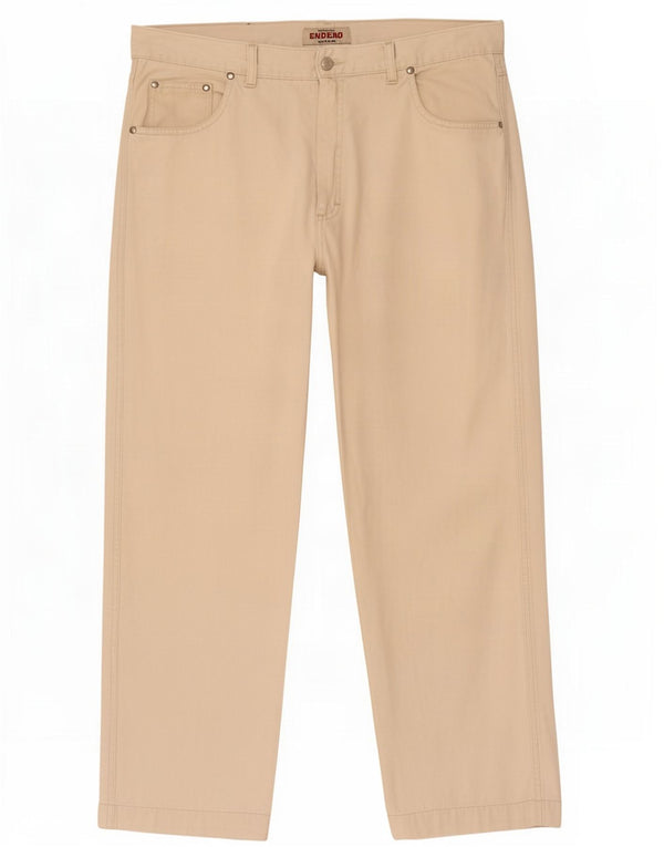 Vintage Mens Straight Jeans W40 L30 Beige Cotton