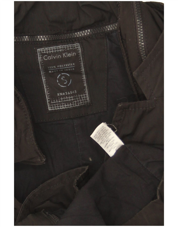 Giacca blazer a 2 bottoni con cappuccio militare da uomo Calvin Klein UK 36 piccola nera
