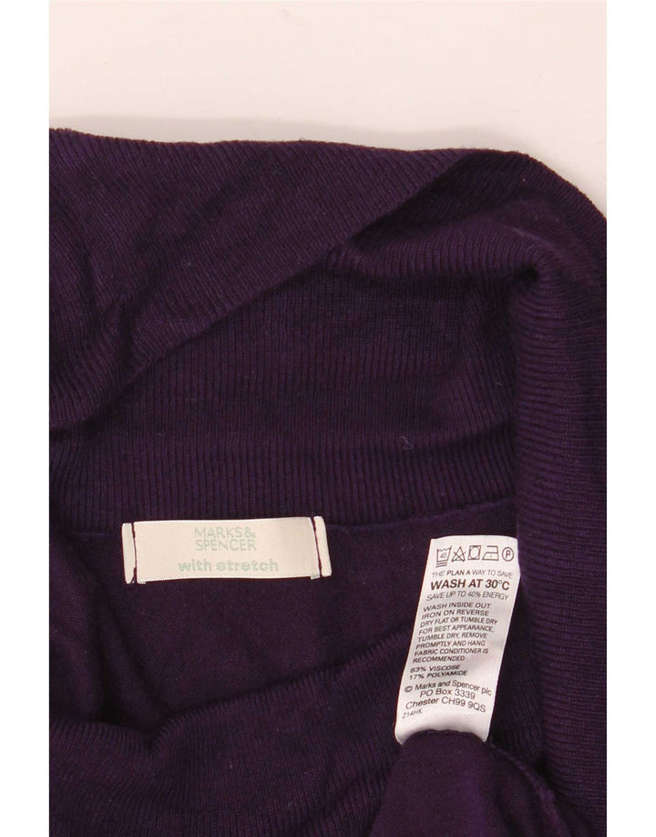 Maglione maglione a collo alto da donna Marks & Spencer UK 12 Viscosa viola medio