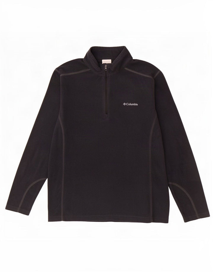 Maglione in pile da uomo Columbia con zip e collo, poliestere nero medio