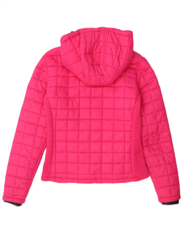 Giacca imbottita con cappuccio da donna Superdry UK 12 nylon rosa medio