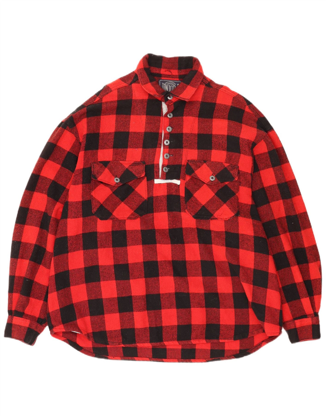 Junior.D Camicia da uomo in flanella pullover XL Acrilico a quadri rossi