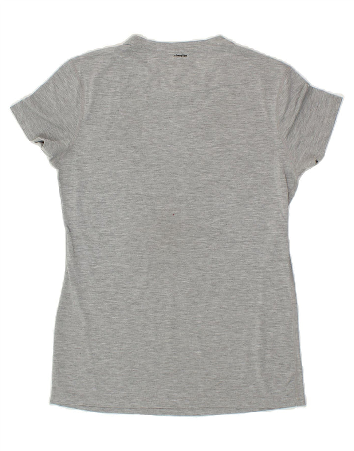 ADIDAS Womens Climalite Graphic T-Shirt Top UK 12 Medium Grey Polyester Vintage Adidas and Second-Hand Adidas from Messina Hembry 