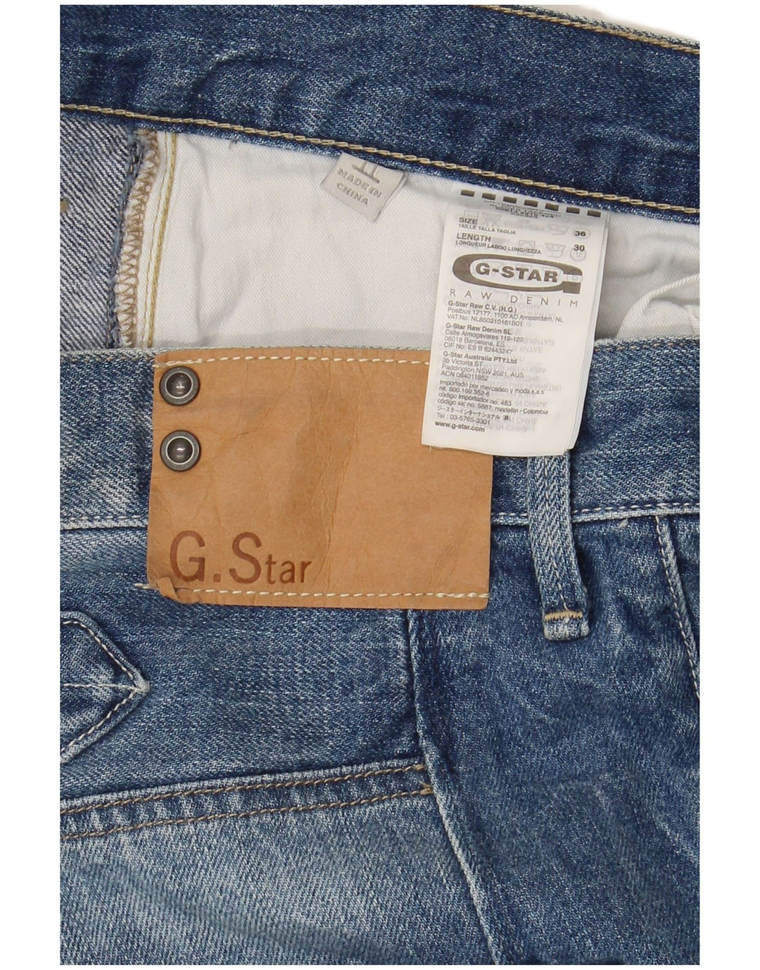 Jeans dritti da uomo G-STAR W36 L30 cotone blu