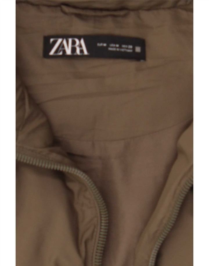 Gilet imbottito da donna Zara UK 14 medio poliestere kaki