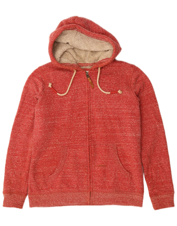 Maglione con cappuccio e zip oversize da donna Fat Face UK 10 Piccolo cotone screziato rosso