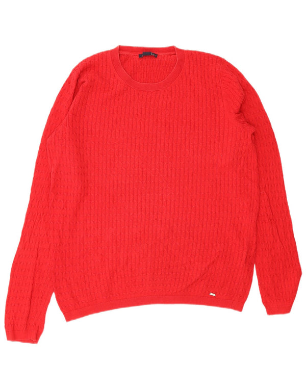 Maglione maglione girocollo da donna Tommy Hilfiger UK 16 grande cotone rosso