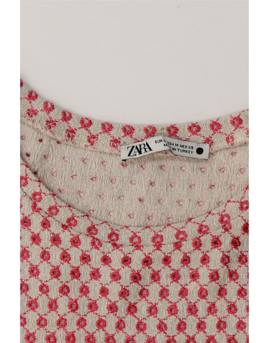 Top corto da donna Zara UK 12 rosa medio geometrico