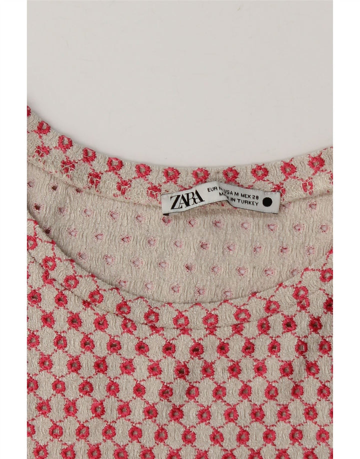Top corto da donna Zara UK 12 rosa medio geometrico