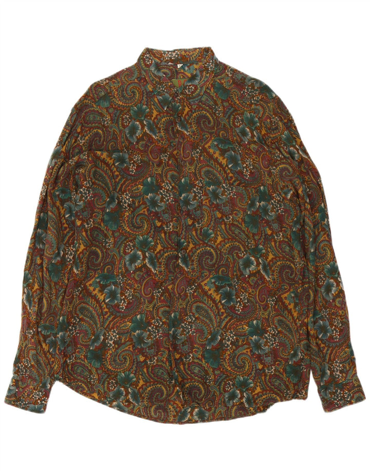 Camicia da uomo vintage grande kaki Paisley