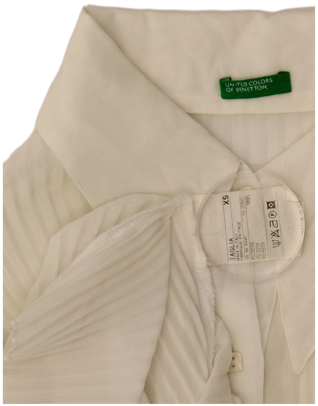 Camicia oversize trasparente da donna Benetton UK 6 XS poliestere bianco sporco
