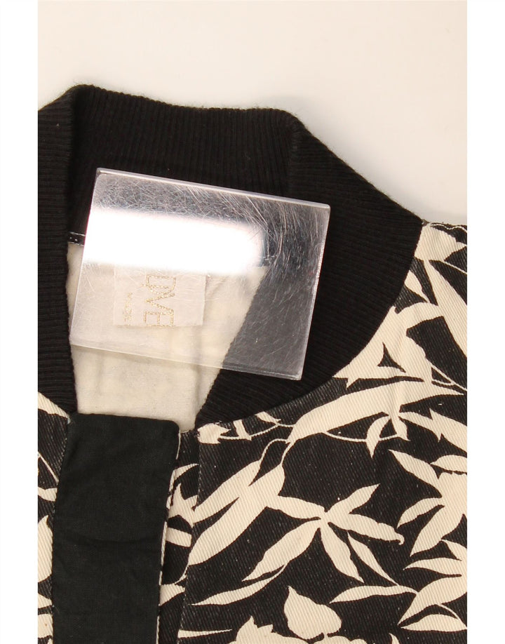 Felpa da donna vintage maglione UK 16 grande floreale nero