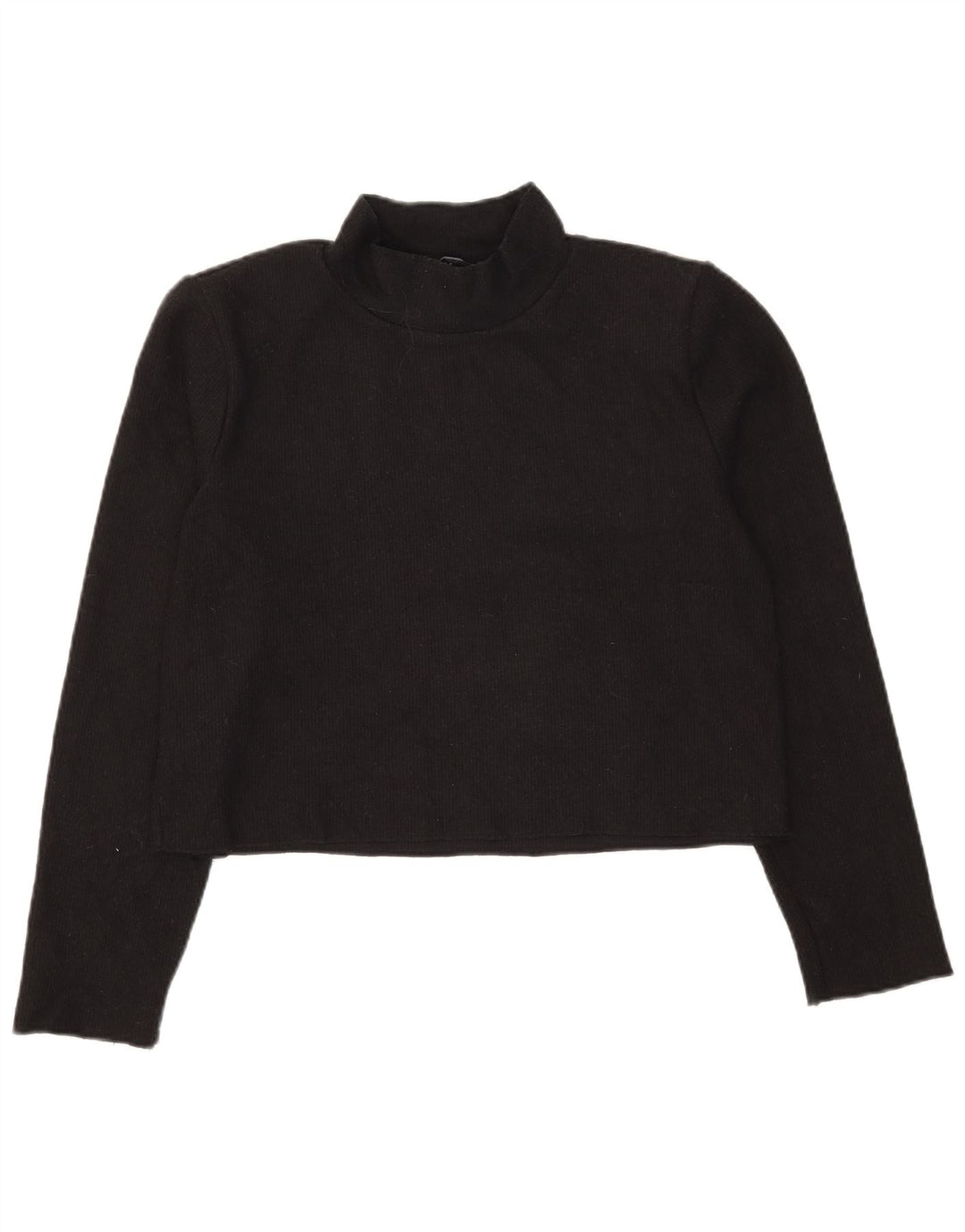 Top corto da donna Zara a maniche lunghe UK 14 poliestere nero medio