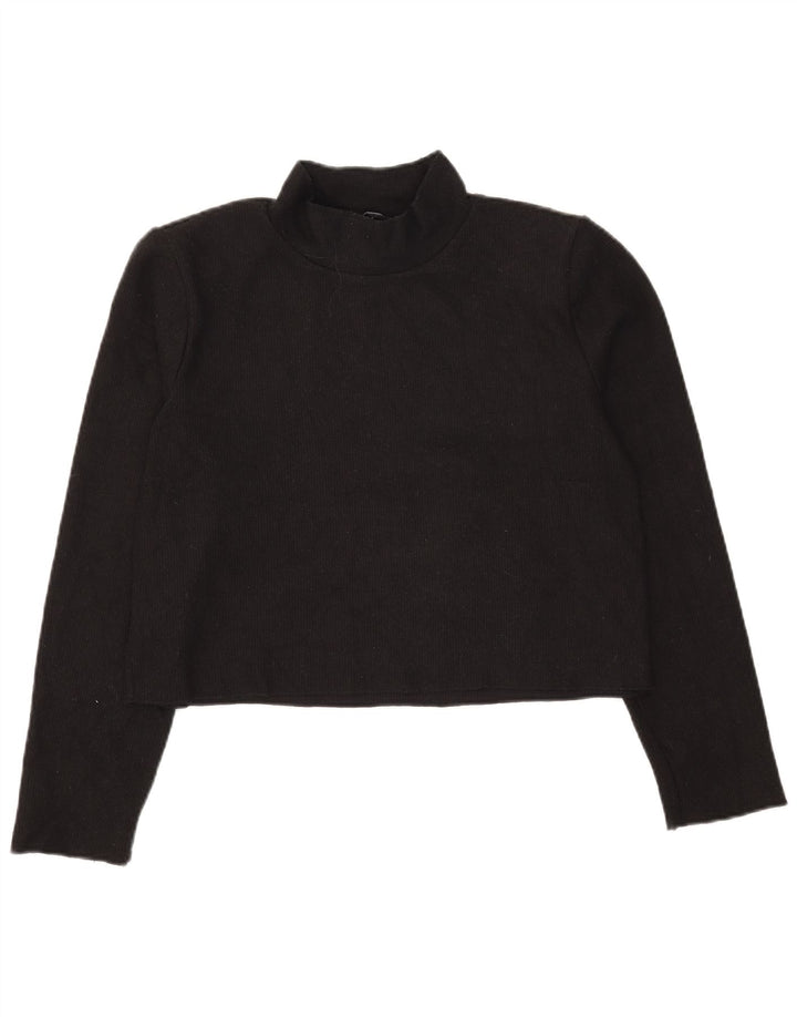 Top corto da donna Zara a maniche lunghe UK 14 poliestere nero medio