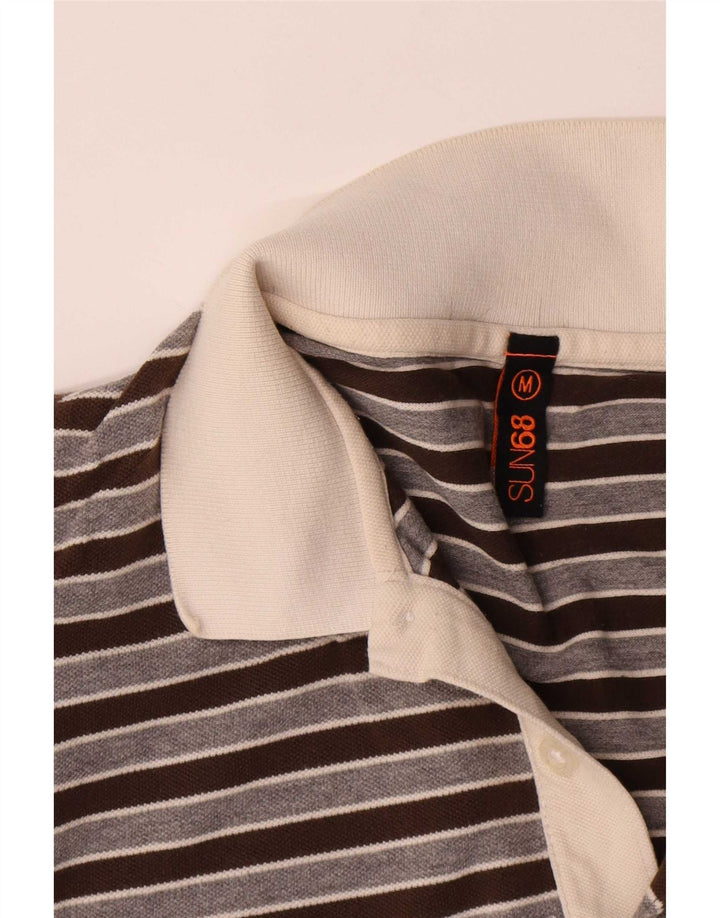 Polo da uomo Sun68 in cotone a righe grigio medio