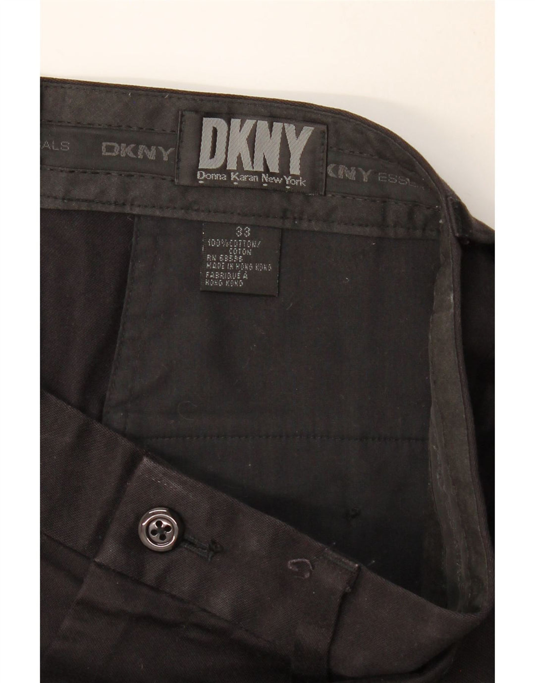 Pantaloni chino dritti da uomo DKNY W33 L28 cotone nero