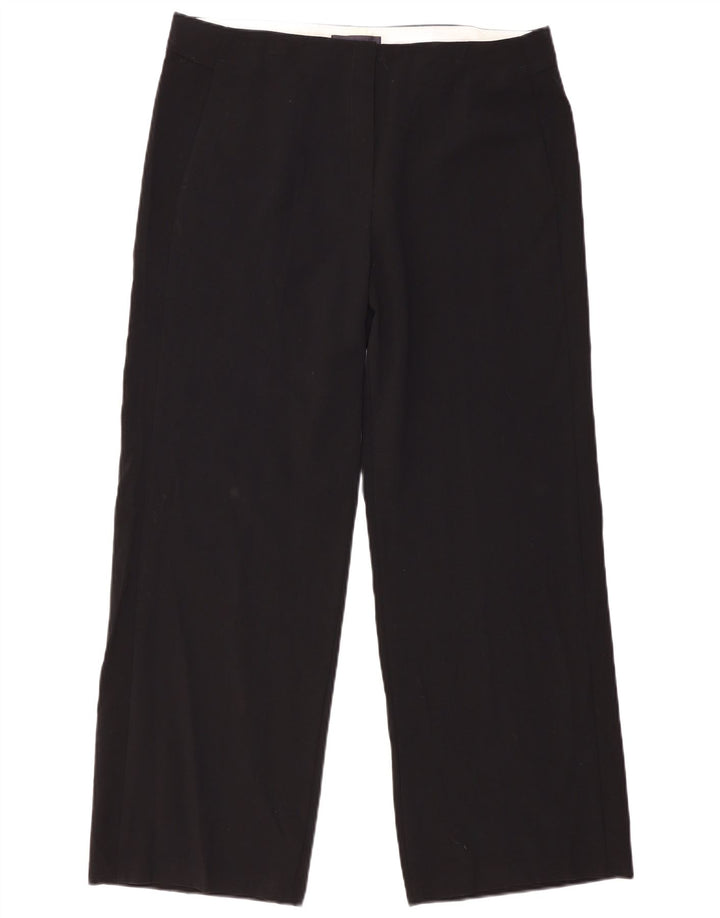 MARKS & SPENCER Pantaloni chino a vita alta da donna UK 16 Large W36 L29 Nero