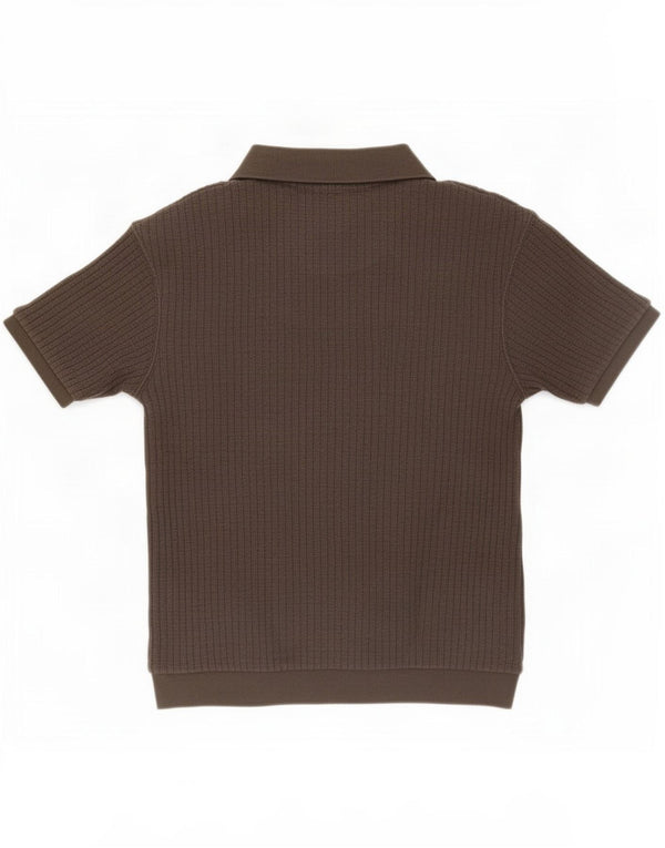 Maglione Zara da uomo a maniche corte con collo a polo piccolo marrone
