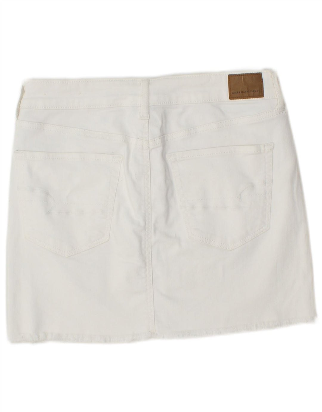 AMERICAN EAGLE Mini gonna in denim da donna UK 14 Media W30 Cotone bianco