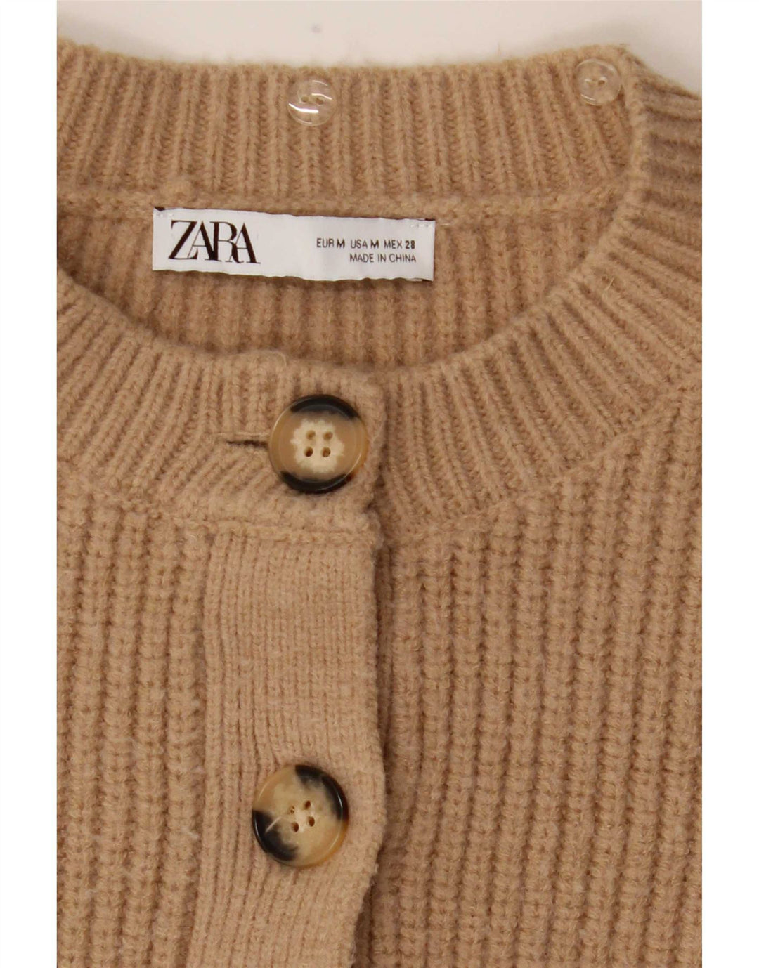 Maglione cardigan corto da donna Zara UK 12 Beige medio