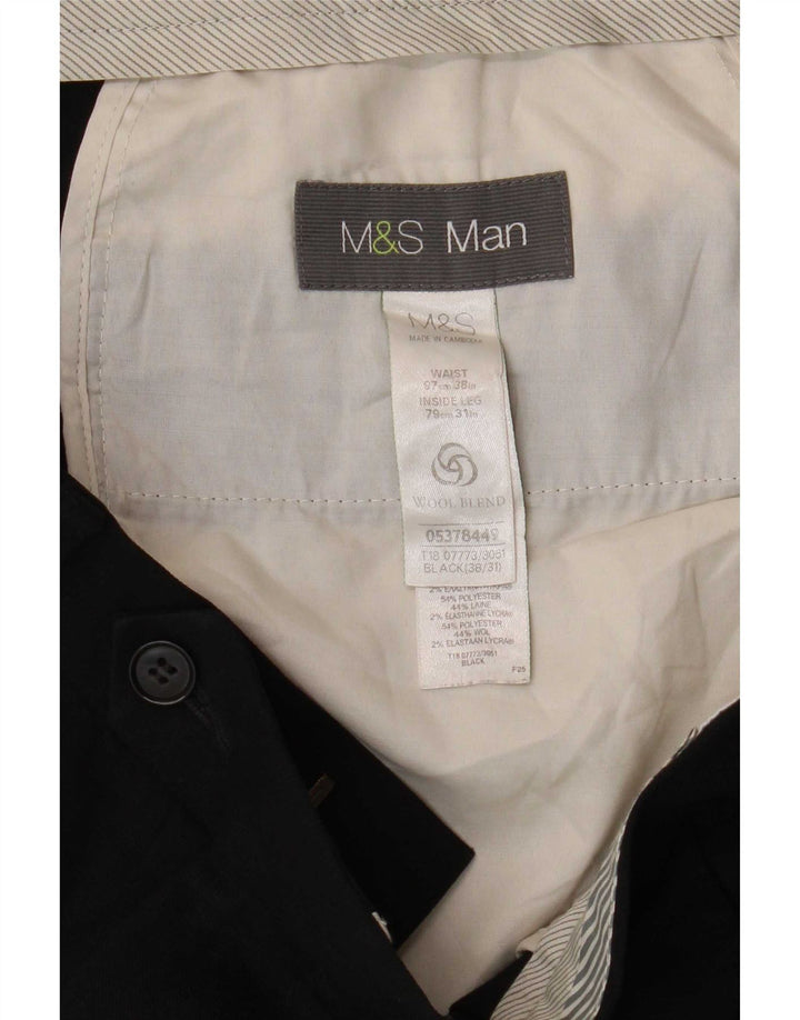 Pantaloni casual dritti da uomo Marks & Spencer W38 L31 poliestere nero