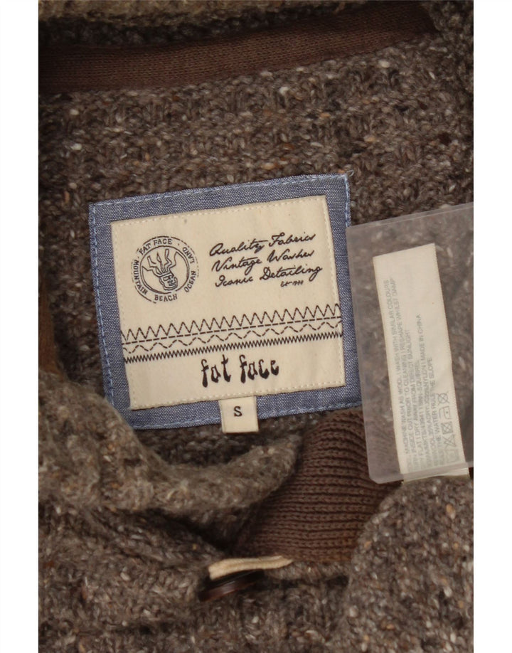 FAT FACE Maglione da uomo con collo a bottoni Piccolo lana screziata grigia