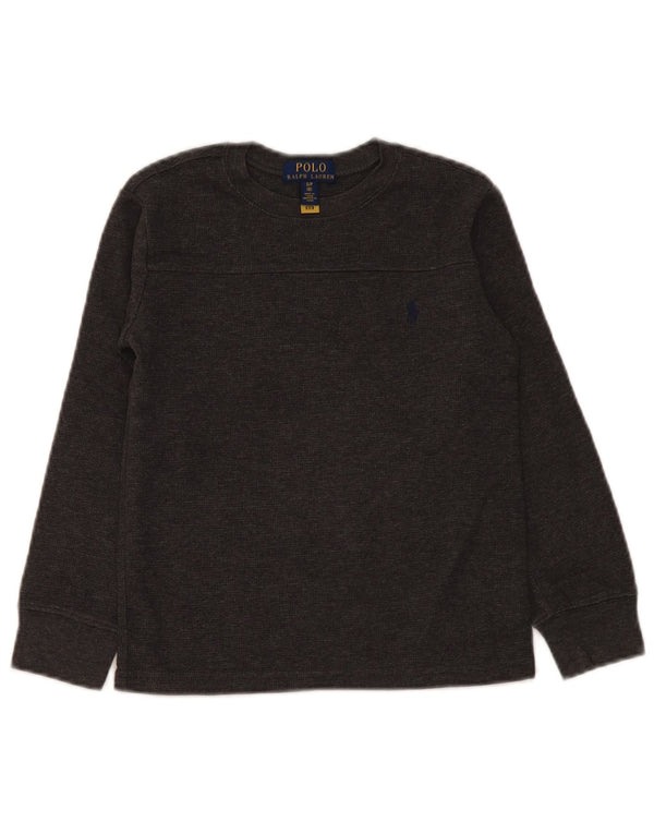 Polo Ralph Lauren Top da bambino a manica lunga 7-8 anni piccolo in cotone grigio