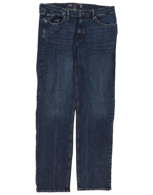 Jeans dritti da uomo Marks & Spencer W36 L33 cotone blu navy