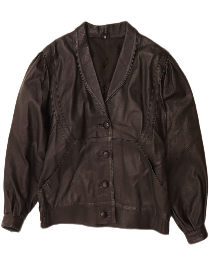 Giacca in pelle vintage da donna IT 42 media nera
