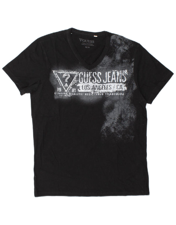Guess T-shirt grafica da uomo Top in cotone nero medio