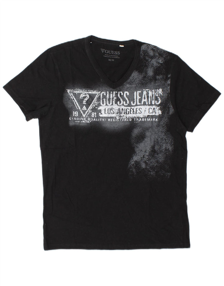 Guess T-shirt grafica da uomo Top in cotone nero medio