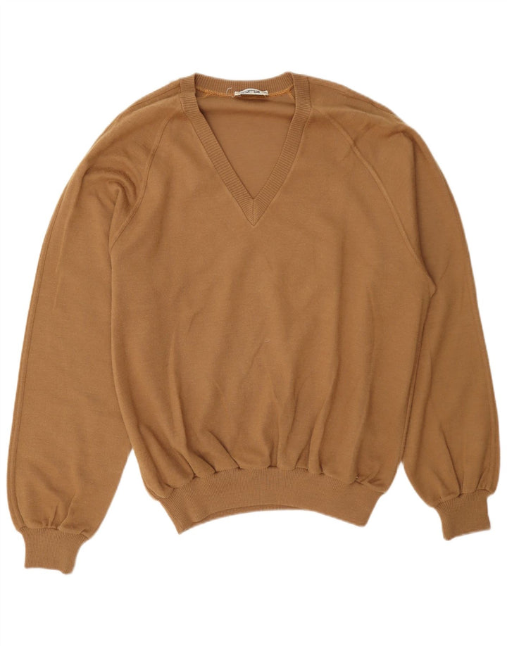 Maglione maglione con scollo a V da uomo Cagi beige medio