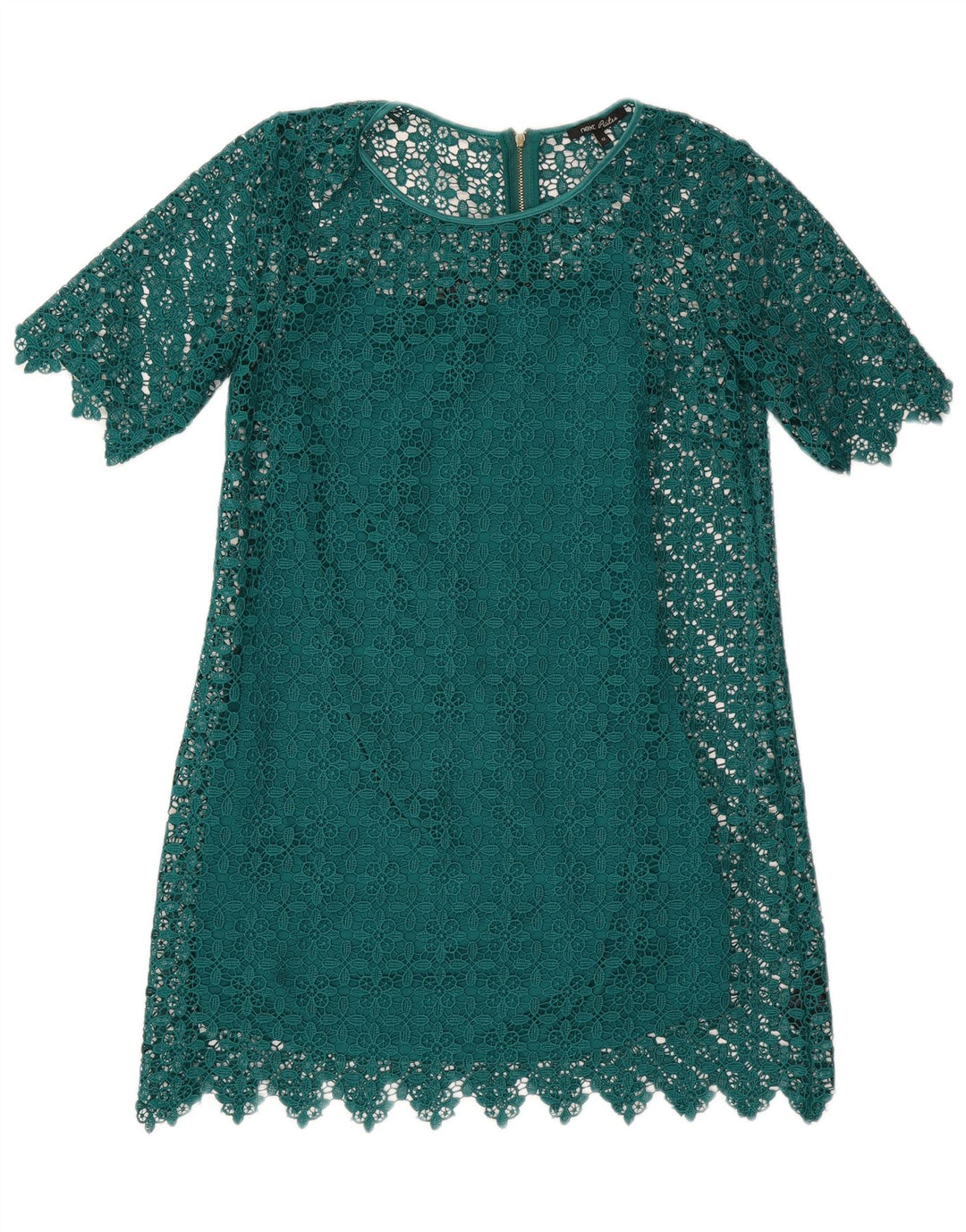 Successivo Abito a trapezio in pizzo Petites da donna UK 12 Poliestere geometrico verde medio