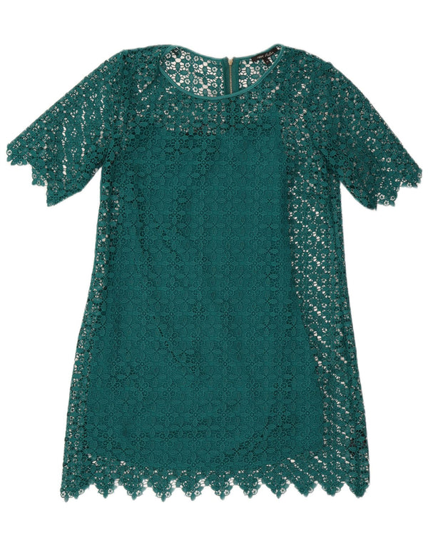 Successivo Abito a trapezio in pizzo Petites da donna UK 12 Poliestere geometrico verde medio