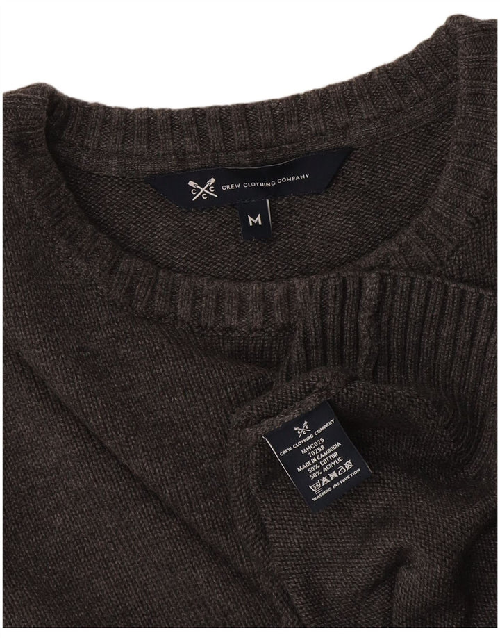 Crew Clothing Maglione da uomo con collo in cotone grigio medio