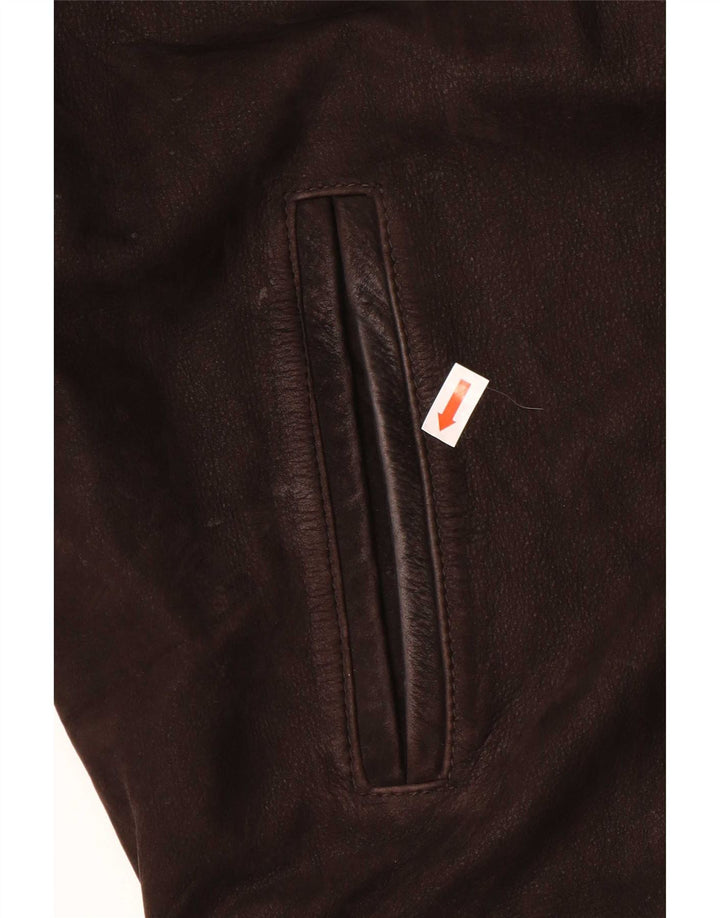 Giacca in pelle vintage da uomo UK 36 piccola marrone