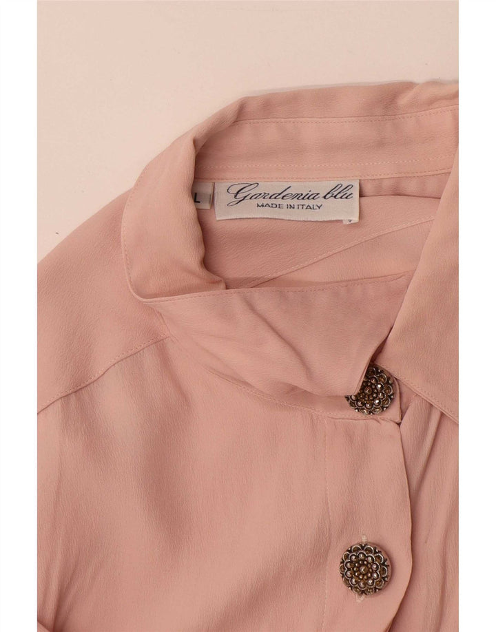 Camicetta camicia vintage da donna UK 16 grande rosa