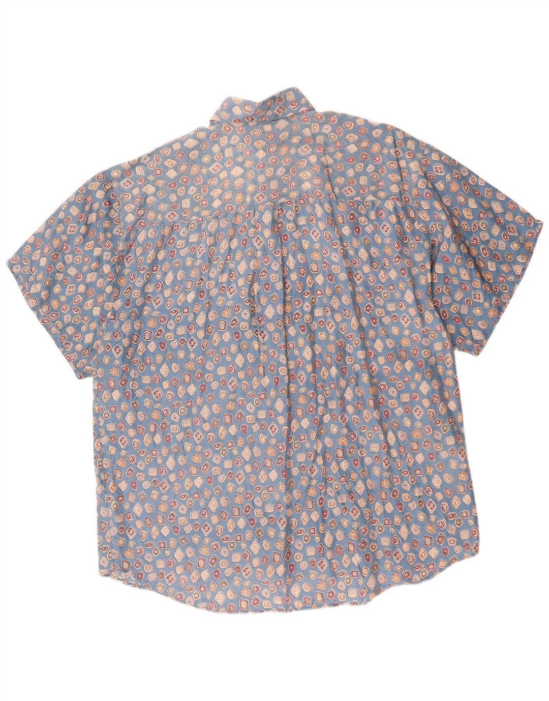 Camicia da uomo a maniche corte CARUSO Large in seta geometrica blu