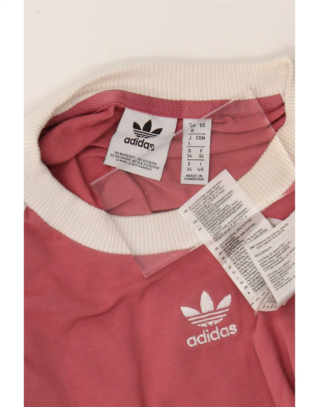 Top ADIDAS da donna a manica lunga UK 8 piccolo cotone rosa