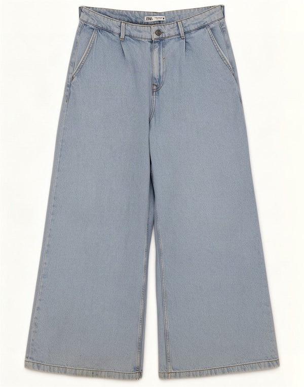 Zara Jeans da donna a vita alta e gamba larga EU 40 Medio W30 L28 Blu