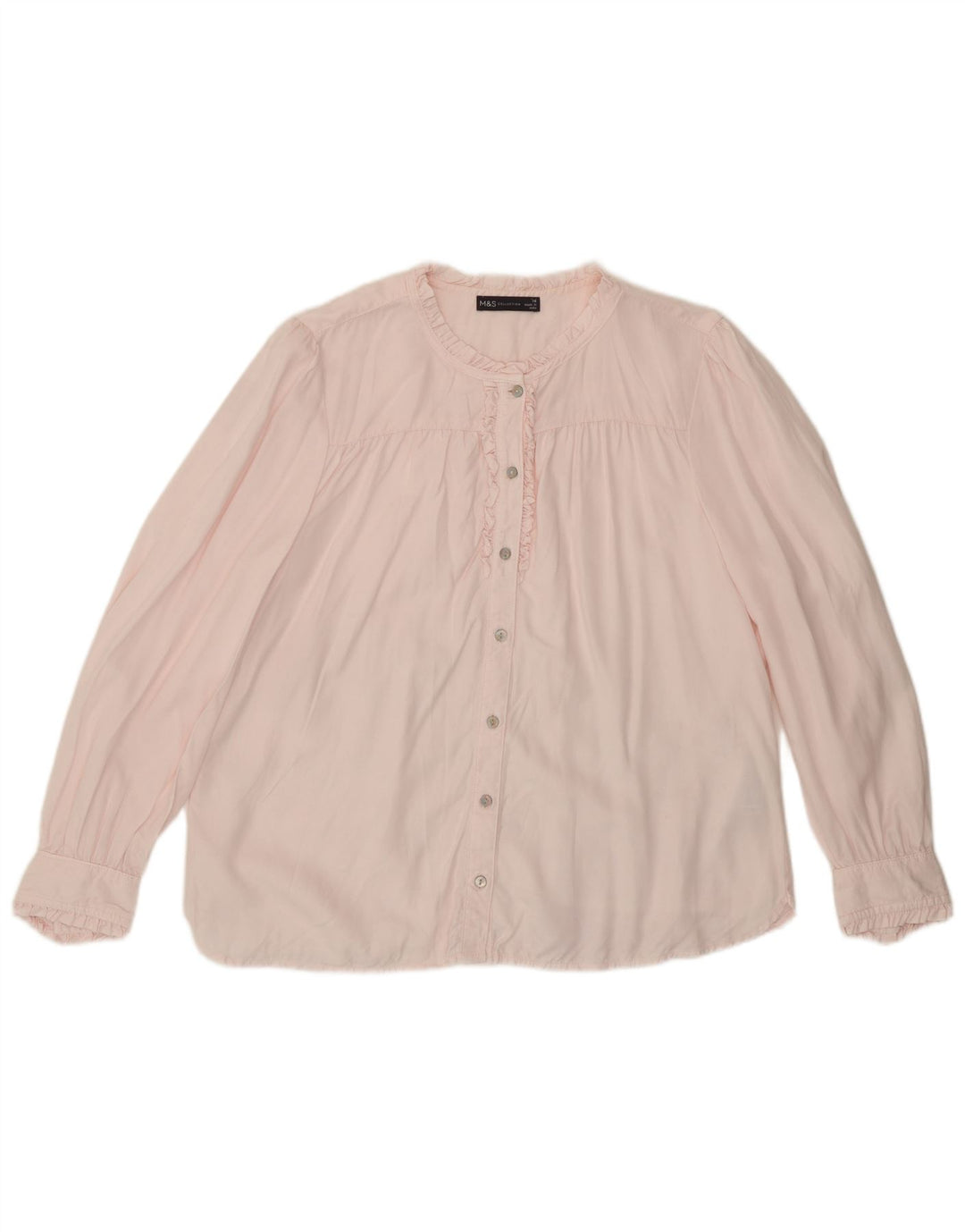 Marks & Spencer Camicetta da donna con volant sul davanti UK 16 Large Lyocell rosa