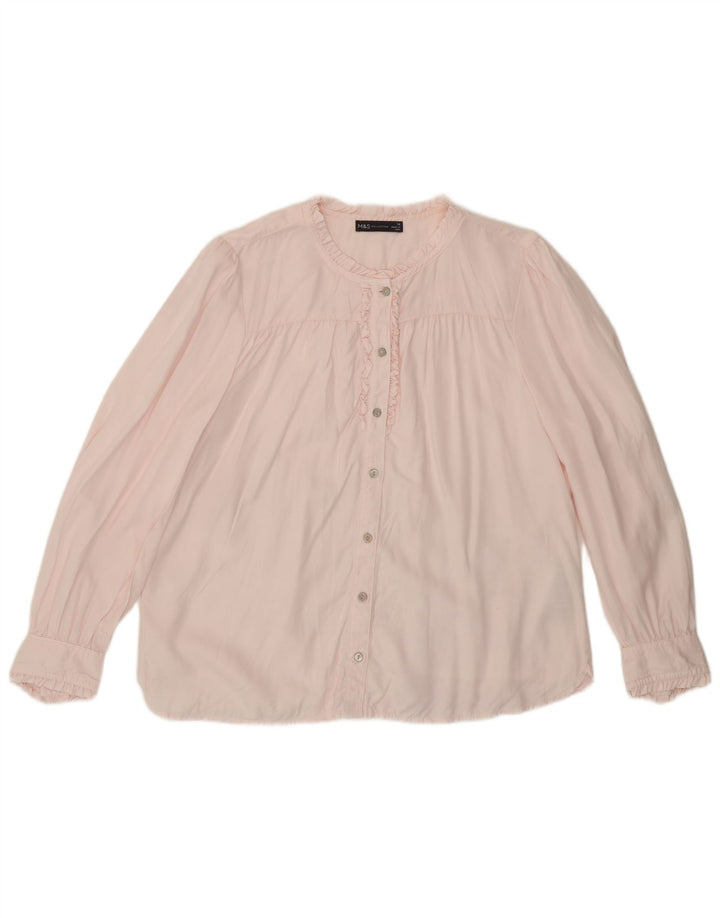 Marks & Spencer Camicetta da donna con volant sul davanti UK 16 Large Lyocell rosa