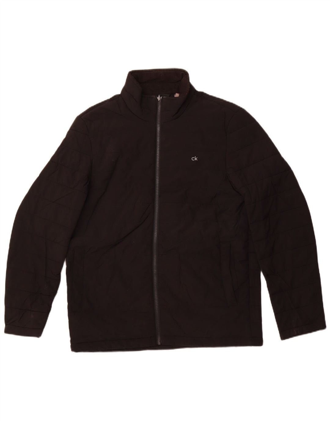 CALVIN KLEIN Giacca imbottita da uomo UK 36 Small Poliestere nero