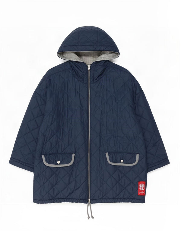 Giacca trapuntata reversibile oversize da donna Belfe & UK 14 medio blu navy